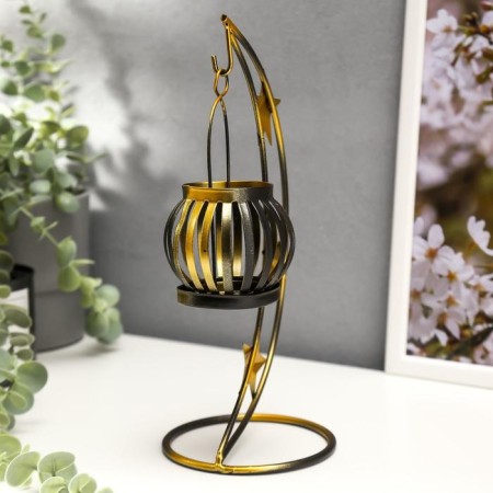 Climber Metal, 1 candle "Stars" black with gold 24.5x11x11 cm-2