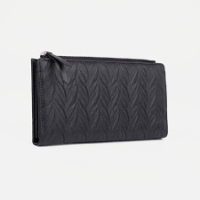 Women's wallet on the button, black color