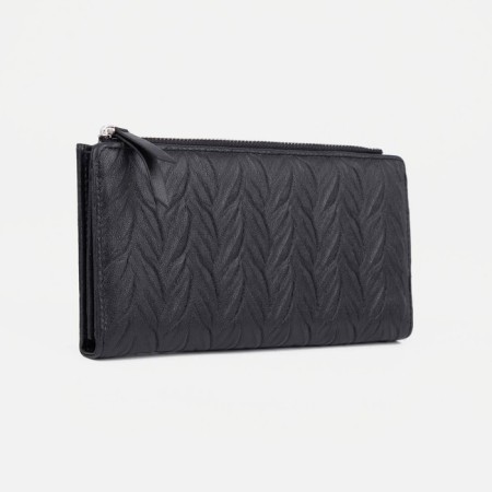 Women's wallet on the button, black color