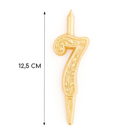Candle for the cake number "Golden Patter", 10.2 cm, number "7"-1