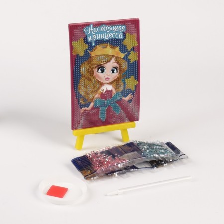 Diamond mosaic with partial filling on the stand for children “Real Princess”, 10 x 15 cm-5