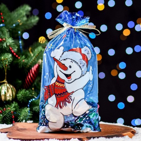Gift "Snowman" 25 x 40 cm, colored metallized pattern-4