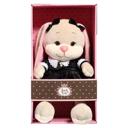 Soft toy "Bunny Lin", in a fashionable black dress with a white collar ", 25 cm-5