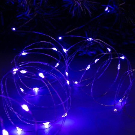 Garland "thread" 10 m dew, IP20, silver thread, 100 LED, purple glow, 12 V-2
