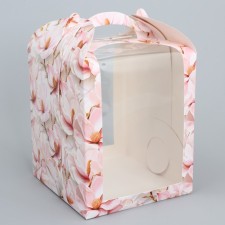 Box for cake, confectionery packaging, Sakura, 15 x 15 x 18 cm
