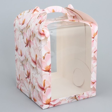 Box for cake, confectionery packaging, Sakura, 15 x 15 x 18 cm
