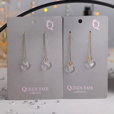 Hanging earrings with rhinestones "chains" elegant, color mix, 5.2 cm-1