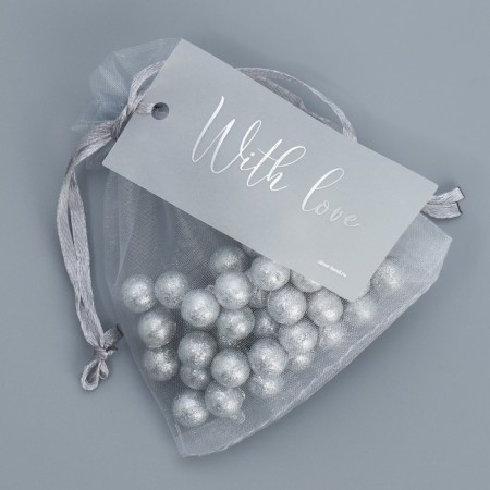 Bag Gift Organza Silver “From the Soul”, with Schildik, 10 x 12 cm +/- 1.5 cm-3