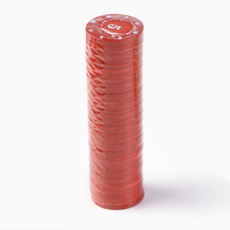 A set of chips with a face value of 5, 50 pcs, plain, red-1