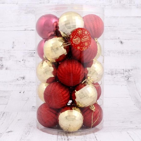Set of balls plastic D-6 cm, 25 pcs "bingo" red-golden-1