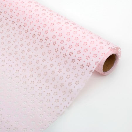 Laminated felt with perforation "Flowerers", pink, 57 cm x 5 m
