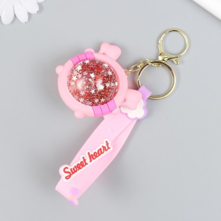 Trick Rubber "Ball Svinka" with bracelet and carbine, pink 4x6.5x5.5 cm-2
