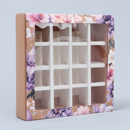 Box for sweets, confectionery packaging, 16 cells, “most tender” 17.7 x 17.7 x 3.8 cm-1