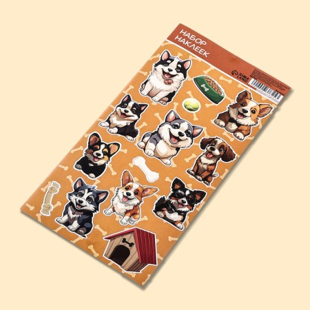 Paper children's stickers 10 x 22 cm, "dogs"-1