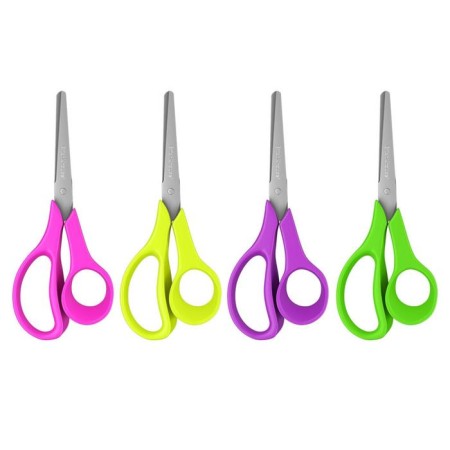 Children's scissors for left -handed 14 cm, Erichkrause Joy Ergo, with rounded ends of blades and ruler, mix-2