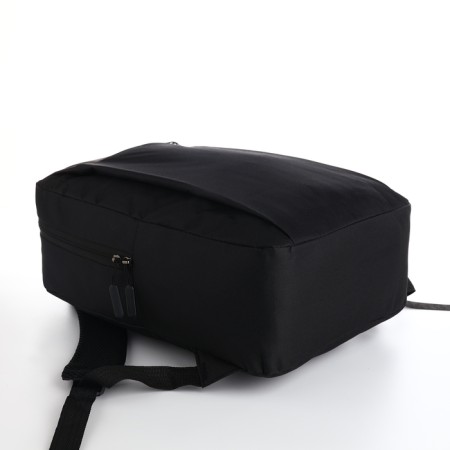 Youth backpack from textiles with lightning, 2 pockets, black color-2