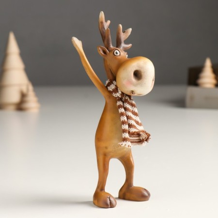 Souvenir Polystone "Losyash in a striped brown scarf - Hello!" MIX 5x7x15 cm-2