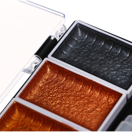 Watercolor paints, mother -of -pearl, + brush, in a plastic box, 8 colors-4