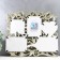 Photo frame with the clock "Happiness" 4 photos, ivory