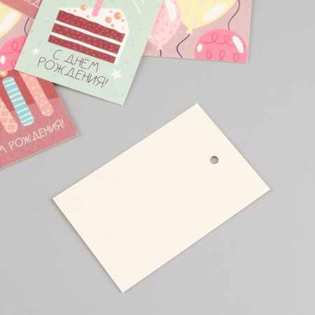 Cardboard "Happy Birthday", pastel, set of 10 pcs (5 types) 4x6 cm-3