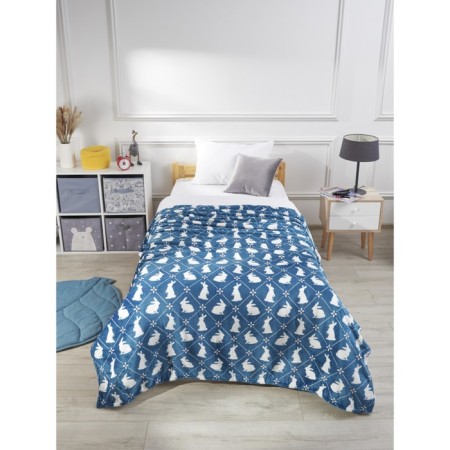 Guten Morgen White Rabbit, size 200x220 cm, blue color-3