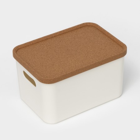 Korely maxi lid basket, 2.4 l, 23.5 × 16.5 × 13.5 cm, ivory color-1