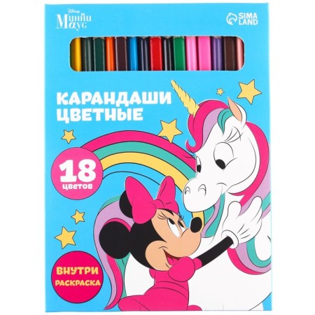 Color pencils, 18 colors, trihedral, Minnie Mouse and Unicorn-1