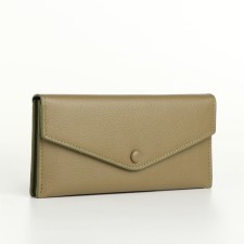 Women's wallet on the button, green color