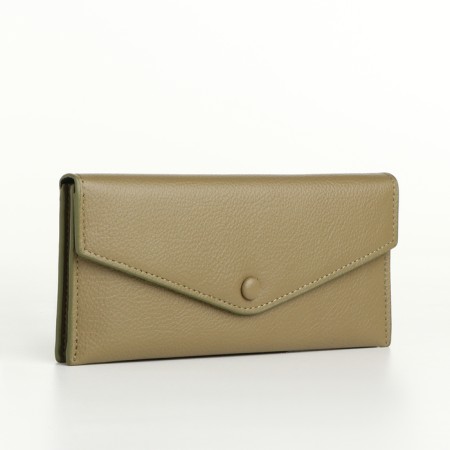 Women's wallet on the button, green color