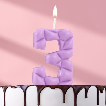 Candle for the cake "ice", number "3, lilac