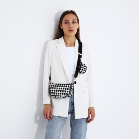 Bag Women's Cross-Bodi with a zipper, black/white color-10