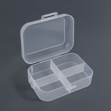 Organizer for storage, with a lid, 4 sections, 12 × 9 × 4.5 cm, the color is transparent-1