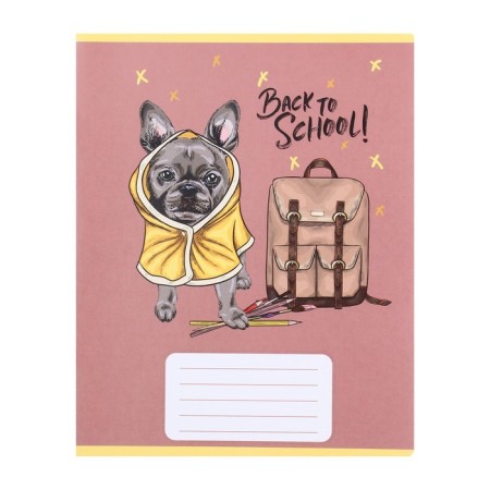 Notebook of 12 sheets in the cage "Back to school", cover coated paper, VD-LK, OFSET block, mix-1