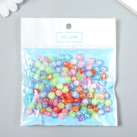 Beads for creativity plastic "White English letters" Color set 20 grams 0.4x0.7x0.7-3