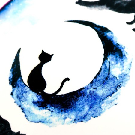 Tattoo on the body "Moon Cat" 10x15 cm-2