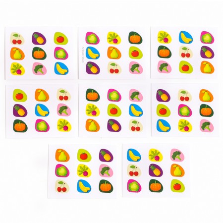 The puzzle is wooden. Repeat on the sample "Vegetables and fruits", developing games for children-5