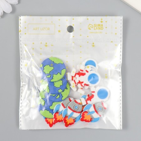 Decor for creativity rubber "Cosmos" set 15 pcs MIX 3x3 cm-5