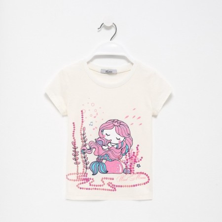 T-shirt for a girl, color light-beige, height 104