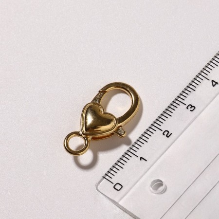 Castle-Karabin "heart" is smooth, (set of 3 pcs.), 14 × 26 mm, color gold-2