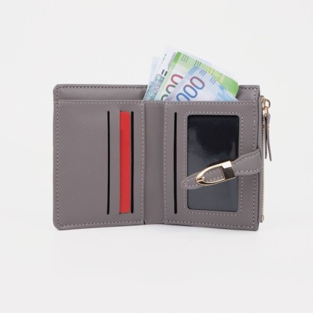Women's wallet on the button, gray color-5