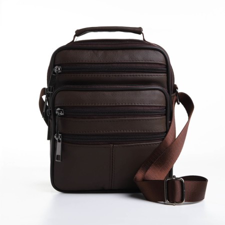 Male bag on lightning, long belt, brown color-1