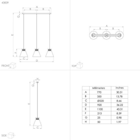 Twicken chandelier, 3x40W E27-3