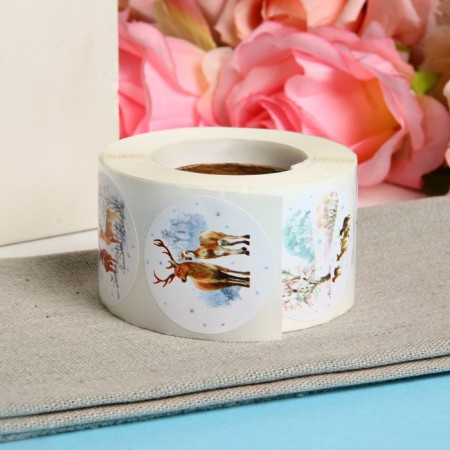 Stickers in the roll "Deer", 500 pcs, 3.8 x 3.8 cm-3