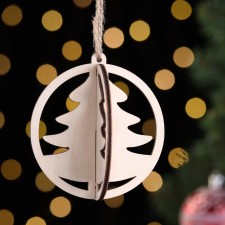 Wooden toy on the Christmas tree 