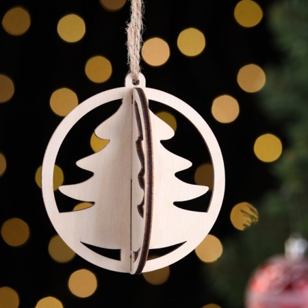 Wooden toy on the Christmas tree "Christmas tree", ball, diameter 8 cm