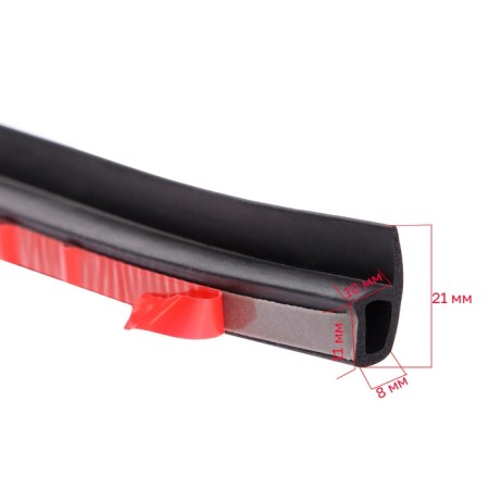 Door sealing into a car, r-shaped, self-adhesive, 3 m, black-1