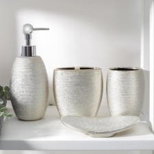 A set of accessories for the Camilla bathroom, 4 items (soap dish, soap dispenser 480 ml, 2 glasses), beige color