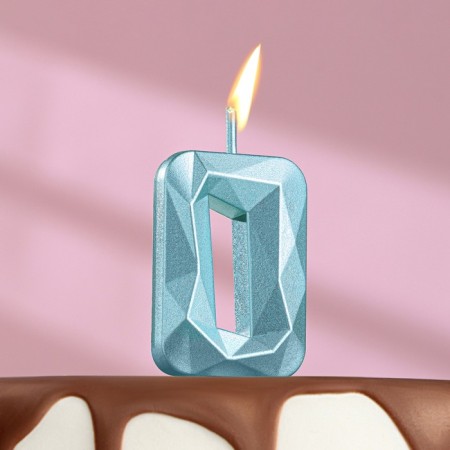 Candle in the cake on the skewer "Almaz", the number "0", blue, 4.8x2.6 cm