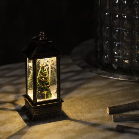 LED figure "Christmas tree in the lantern" 5 × 12 × 5 cm, plastic, batteries AG13x3, glow warm white