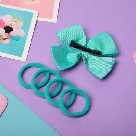Hair set "Christie" (1 clamp, 4 elastic bands) turquoise-2